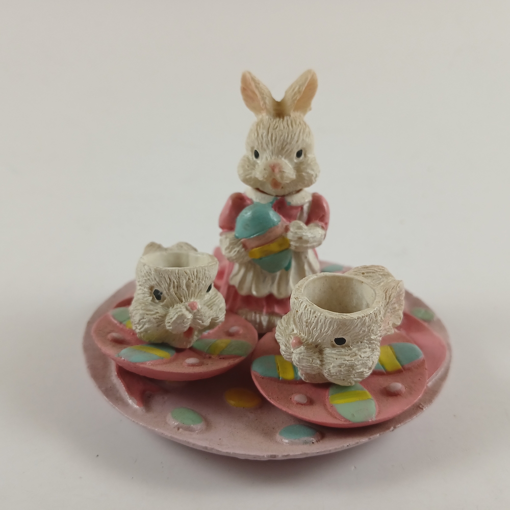 Hermitage Pottery 7 pc Mini Tea‎ set Bunnies Rabbits Easter 1997 Original Box